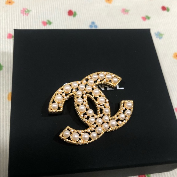 Chanel Gold and Pearl Brooch